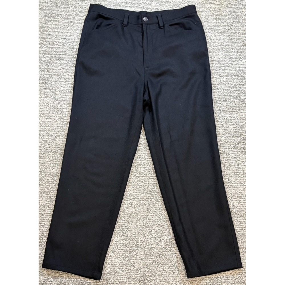 Odin New York‎ Men's Wool Blend Pants 32x30 Black Stretch Relaxed Tapered